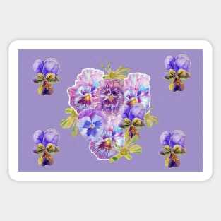 Shabby Chic Purple Viola Pansy floral Pattern Sticker